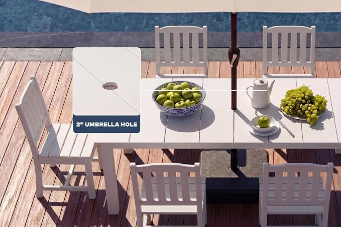 Perli™ 5-Piece Outdoor Dining Set, All-Weather HDPE Patio Furniture with 4 Armless Chairs and Rectangular Table, UV-Resistant 4-Person Set for Deck, Backyard, White