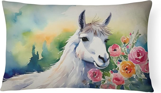 Caroline's Treasures DAC2958PW1216 Llama Throw Pillow Machine Washable, Indoor Outdoor Decorative Pillow for Couch, Bed or Patio, 12HX16W