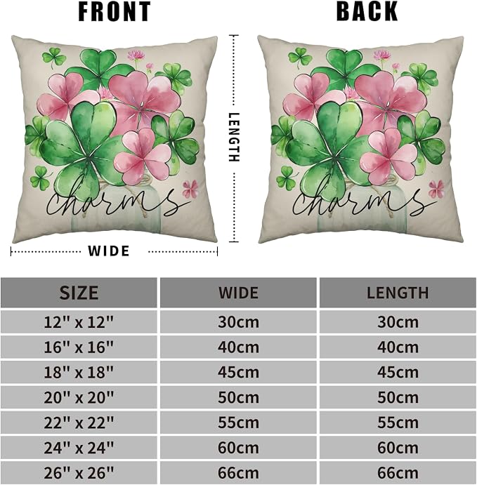 St Patricks Day Pillow Covers Pink Green Clover Shamrock Pillow Cases March Holiday Throw Pillow Covers 18x18 Set of 2 Lucky Charms Pillowcases for Couch Sofa Bed