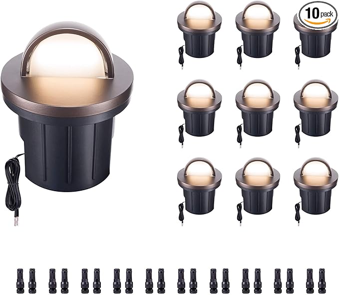 Low Voltage 3000K LED Well Lights, 10 Pack 6W 420LM 12V In-Ground Landscape Lights, IP67 Waterproof Aluminum Oil-Rubbed Bronze, 4" Directional Lighting for Path, Yard