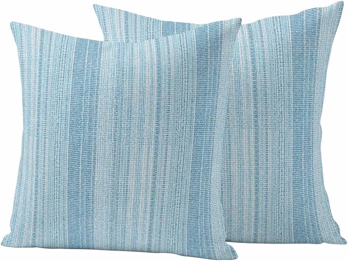 Abstract Blue Outdoor Pillow Covers 24"x24" Set of 2, Rustic Farmhouse Minimalist Blue Vertical Striped Lines Waterproof Throw Pillow Covers for Patio Furniture, Decorative Cushion Covers for Porch