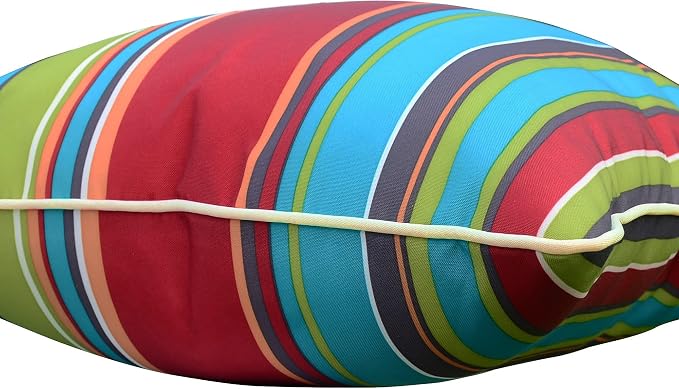 Enipate Inserts Included Outdoor Throw Pillows, Pack of 2 Striped Water Resistance Stuffed Pillows for Patio Furniture Decor 18x18 in