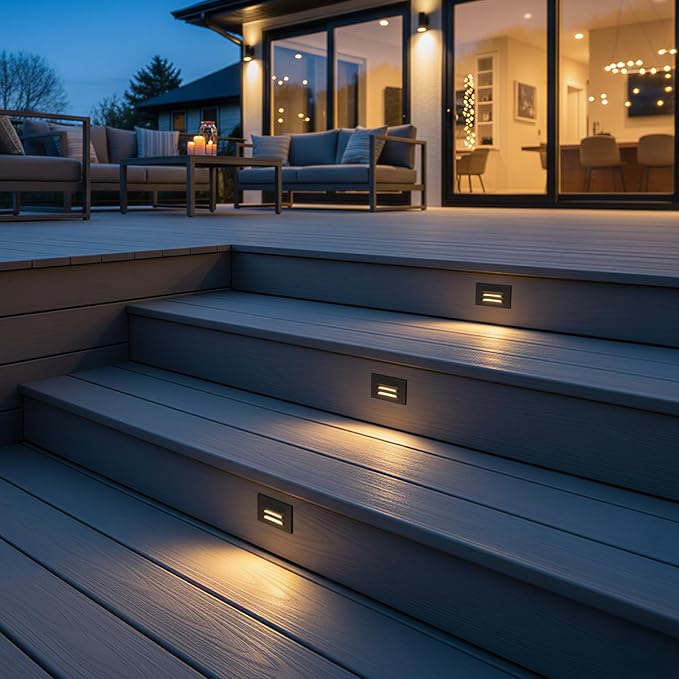 LEONLITE 12-Pack 5CCT 120V LED Step Lights, 3.5W Dimmable Horizontal Louvered Stair Lights Indoor Outdoor, Wet Location, CRI90, ETL, 2700K/3000K/3500K/4000K/5000K, Aluminum, Oil Rubbed Bronze