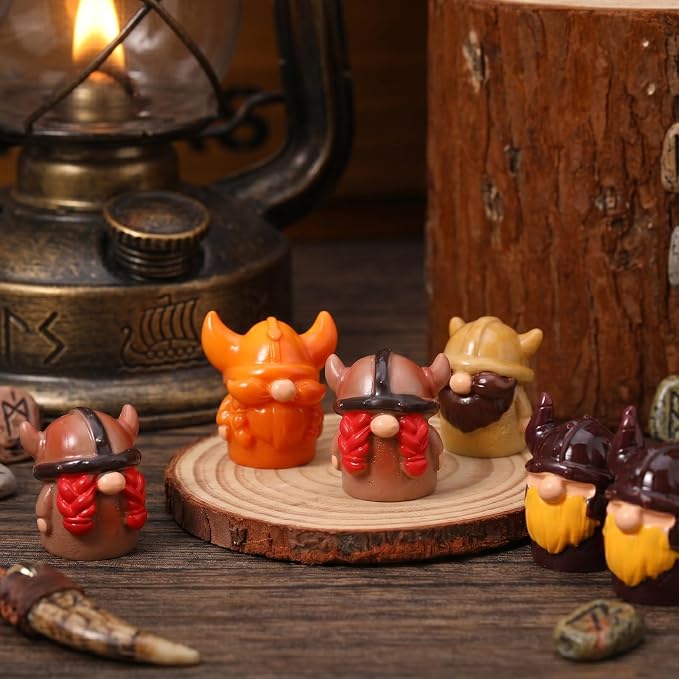 40Pcs Mini Viking Gnome Resin Figurines with Bullhorn Helmet | Nordic Style Mini Resin Gnome Ornaments Ideal For Home Table Cabinet Shelf Decor Holiday Landscape Craft Accessories