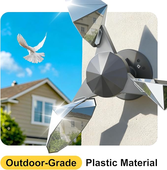 OFFO 2 PCS Bird Scare Reflective Device, Bird Reflector with Plastic Base for Outside, Keep Pigeon Woodpeckers and Sparrows Away for Outdoor Boats Roofs Gardens