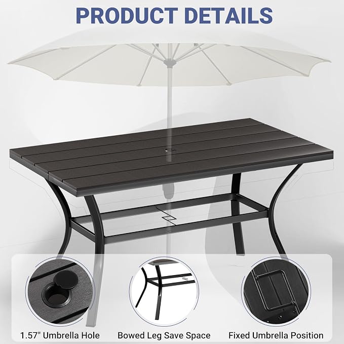LEVELEVE 7 Piece Outdoor Patio Dining Set with 6 Swivel Dining Chairs & 1 Large Round Dining Table,Bistro Furniture Set for Lawn, Garden, Deck, Backyard and Porch
