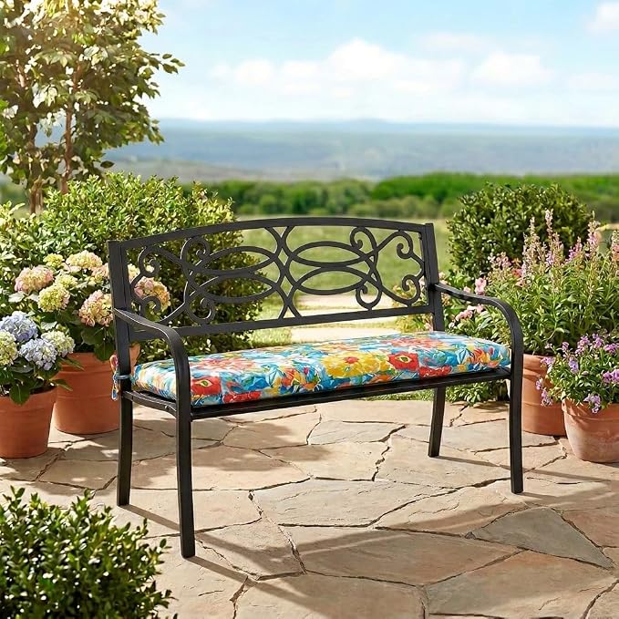 BrylaneHome Bh Outdoor Performance Bench Cushion - Hibiscus