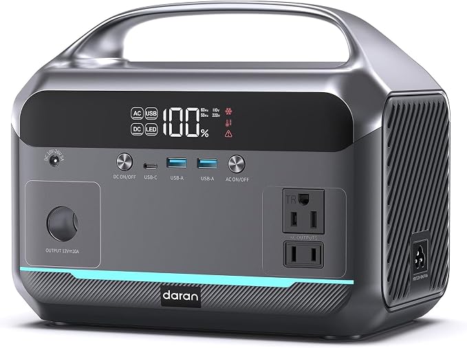 Portable Power Station 600W Surge, 288Wh Solar Generator, LiFeP04 Battery with 300W AC Outlets, Power Bank for Outdoor Camping, CPAP, Traveling, Home & Emergency