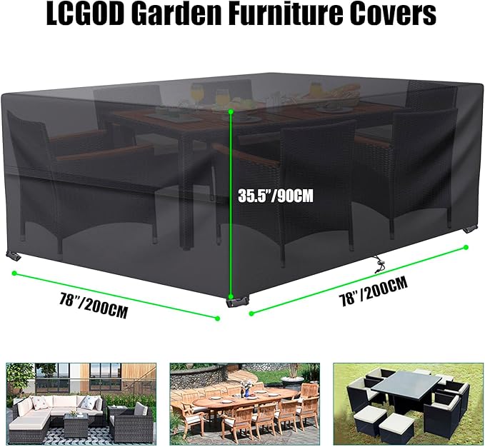 LCOGD Patio Furniture Cover,Outdoor Furniture Covers Waterproof General Purpose, Outdoor Sofa Sets Covers Heavy Duty Windproof Anti-UV 78''L*78" W*35.5''H