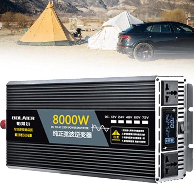 Pure Sine Wave Inverter 2500W 4000W 5000W 6000W 8000W 10000W 12000W Car Power Inverter DC 12V 24V 48V 60V 72V to 110V 120V 220V 230V 240V AC Voltage Converter Transformer Vehicle Adapter(8000W,60Vto11