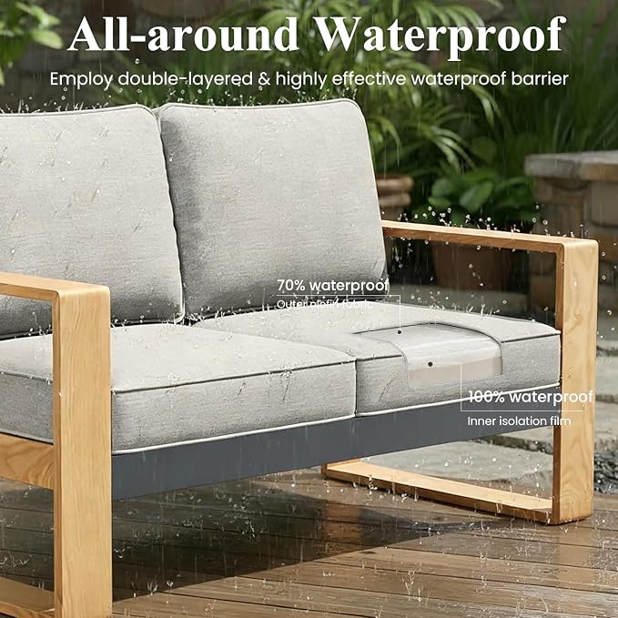 LayinSun Aluminum Patio Furniture Set 2 Seat Loveseat, Oversized Seat with Hight Back, Outdoor Conversation Sets for Porch, Balcony, Deck