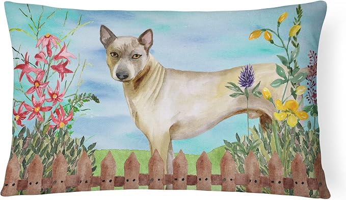 Caroline's Treasures CK1242PW1216 Thai Ridgeback Spring Canvas Fabric Decorative Pillow Machine Washable, Indoor Outdoor Decorative Pillow for Couch, Bed or Patio, 12HX16W