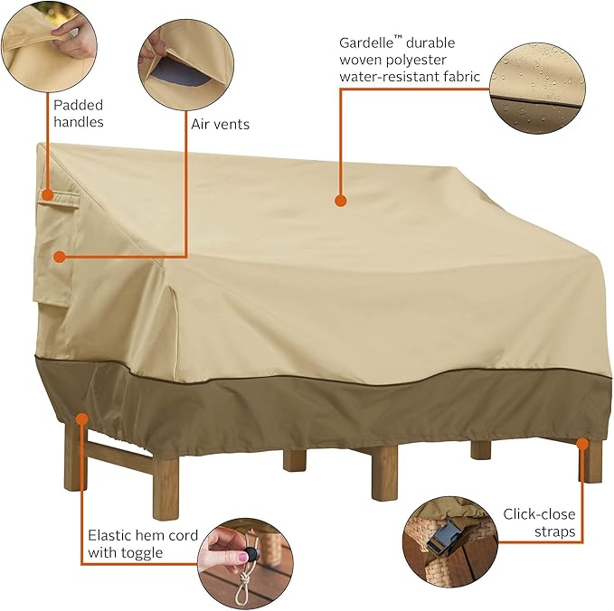 Classic Accessories Veranda Water-Resistant 104 Inch Patio Sofa/Loveseat Cover, Patio Furniture Covers