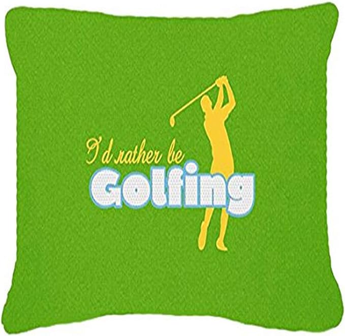 Caroline's Treasures SB3092PW1216 I'd Rather be Golfing Man on Green Canvas Fabric Decorative Pillow Machine Washable, Indoor Outdoor Decorative Pillow for Couch, Bed or Patio, 12HX16W