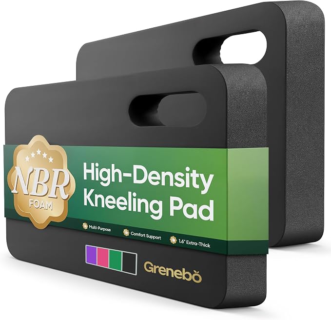 Grenebo 1-Pack Kneeling Pads, Extra Thick, 17.3 x 11 x 1.6 in, Black | Soft NBR Foam Cushion for gardening kneeling pad use, Knee pad support for Gardening, Baby Bathing, Exercise and Work