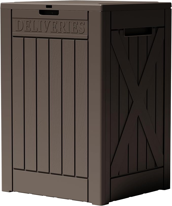 Greesum 52 Gallon Extra Large Deck Box with Lock, Heavy-Duty Resin Outdoor Storage Container, Waterproof Lockable Chest for Patio Furniture, Garden Tools, Pool Equipment, Dark Brown