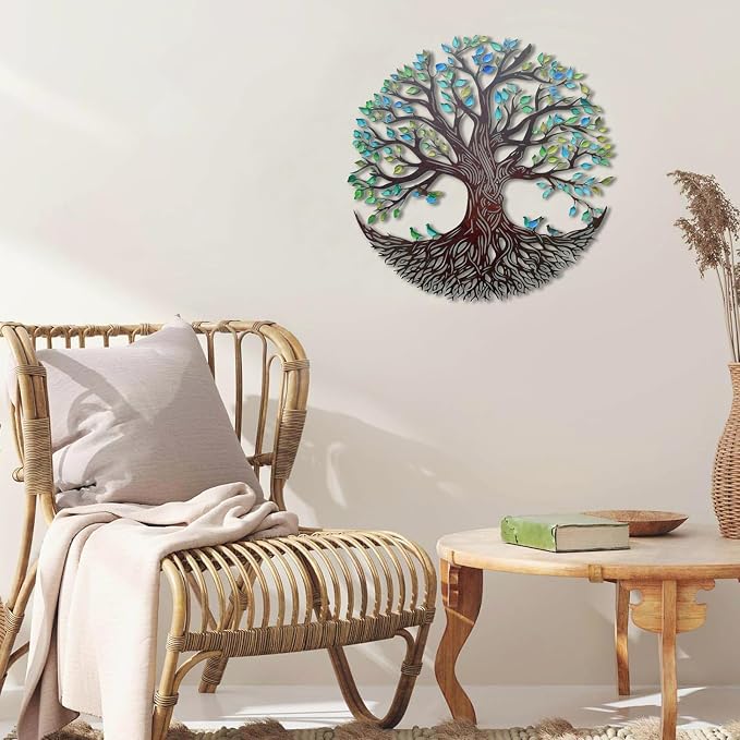 Metal Wall Decor Tree of Life Wall Art Silhouette Outdoor Wall Art for Your Garden Fence Patio Balcony