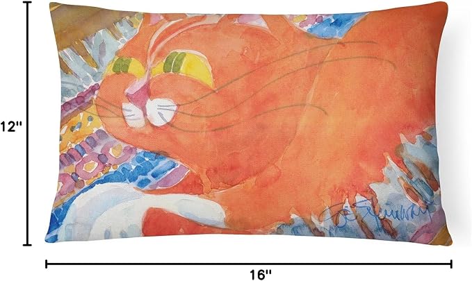 Caroline's Treasures 6033PW1216 Cat Canvas Fabric Decorative Pillow Machine Washable, Indoor Outdoor Decorative Pillow for Couch, Bed or Patio, 12HX16W