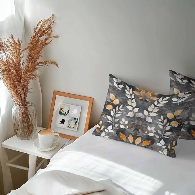 Vintage Leaves Waterproof Outdoor Pillow Covers Set of 2 Home Decor, Vintage Botanical Leaf Plants Branches Pillowcase Patio Pillow Covers for Couch Bench Furniture Garden 20x12in