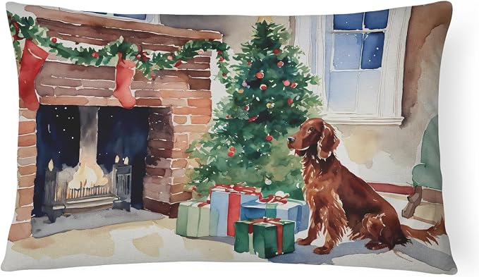 Caroline's Treasures DAC2677PW1216 Irish Setter Cozy Christmas Throw Pillow Machine Washable, Indoor Outdoor Decorative Pillow for Couch, Bed or Patio, 12HX16W