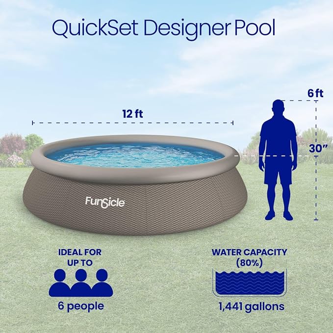 Funsicle 12' x 30" Quickset Designer Above Ground Pool & Pump, Double Rattan, Age 6 & up