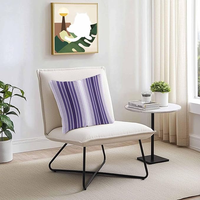 Outdoor Waterproof Throw Pillow Cover, Farmhouse Purple Gradient Line Decorative Pillows Cushion Covers, Modern Minimalist Stripe 2 Pack Pillow Cases for Patio Garden Balcony Couch Sofa 18x18in