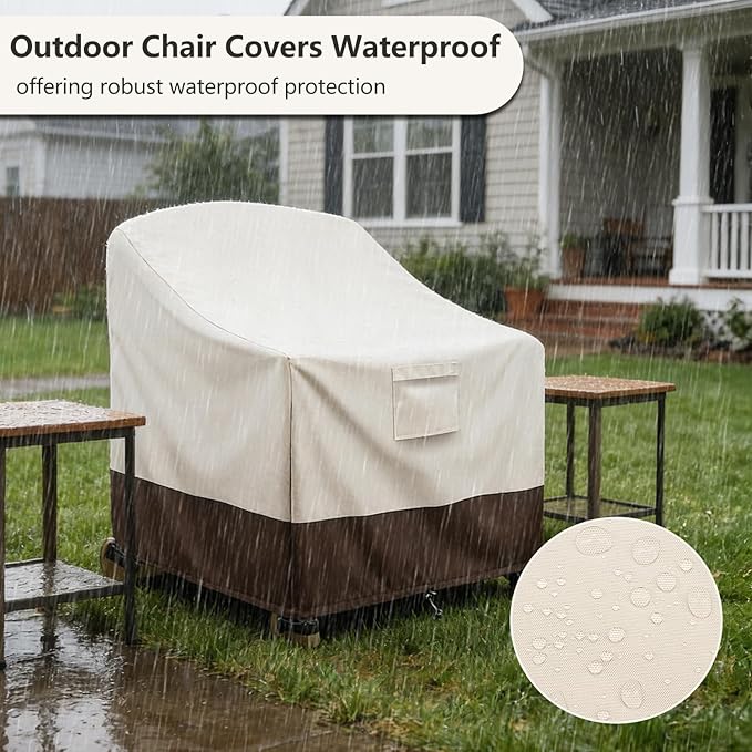 Patio Adirondack Chair Cover 2 Pack, 30W x 34D x 36H inches Waterproof Heavy Duty Outdoor Chair Covers,Adirondack Chair Covers for Outdoor Chair, Beige