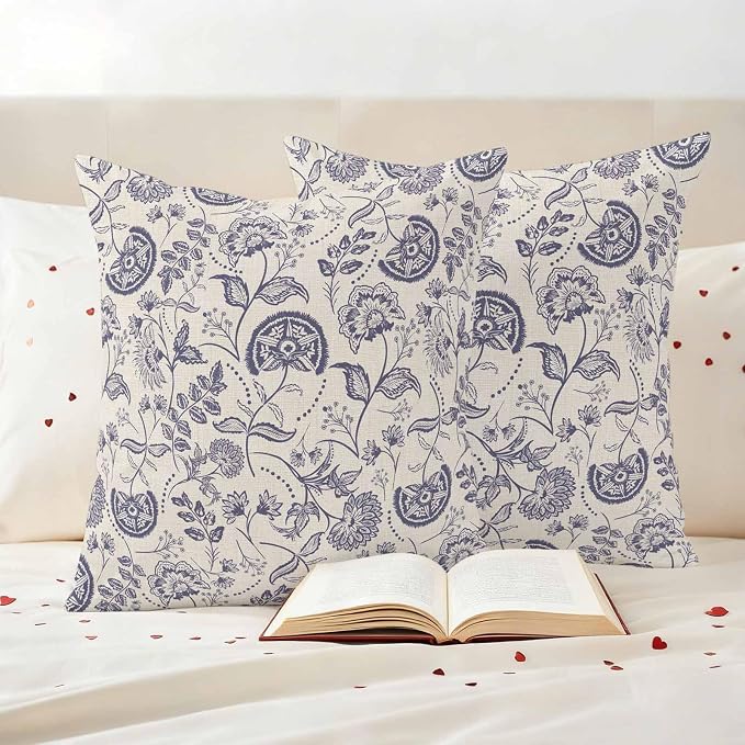 Outdoor Pillow Covers 26x26 Set of 2, Vintage Spring Floral Waterproof Patio Throw Pillow Covers for Couch Sofa Chair, Farmhouse Botanical Decorative Pillowcases for Throw Pillows