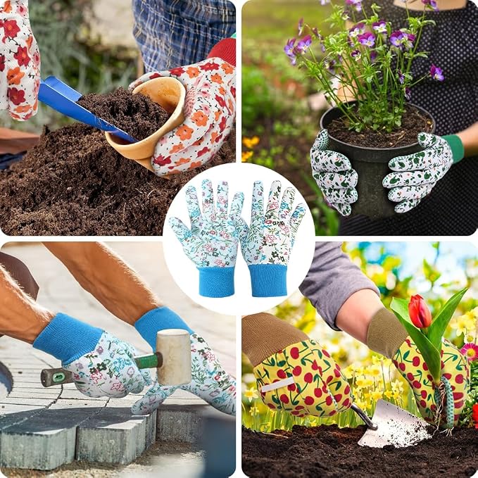Ainiv Floral Gardening Gloves for Women/Ladies, Non-Slip Garden Work Gloves | Breathable Yard Work Glove Light Working Gloves
