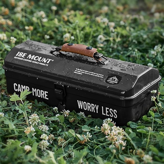HUIOP Outdoor Tools Storage Box Portable Camping Picnic Hand Box Metal Tools Storage Box with Handle Sundries Storage Box