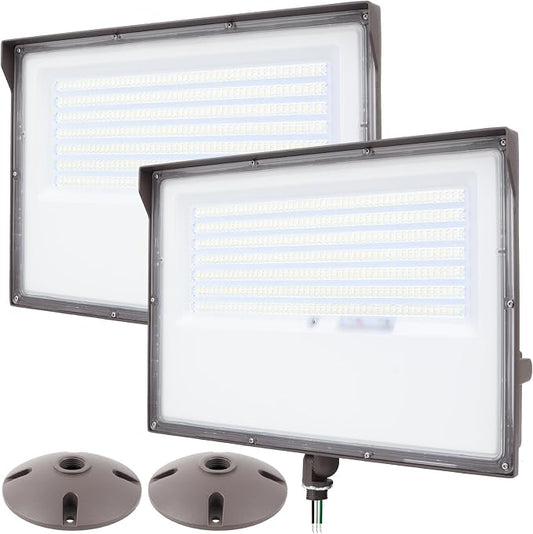 Dusk to Dawn 240W Outdoor LED Flood Light with 1/2" Knuckle Mount (Plate Included), 5000K 33600LM 100-277V, ETL Waterproof LED Security Flood Lighting for Sign/Flagpole/Tree/Yards/Advertising Boards