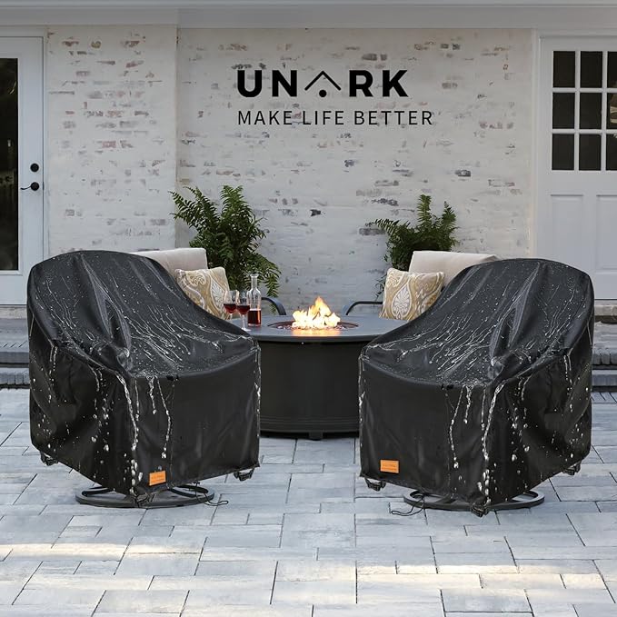 Swivel Patio Chair Cover 4 Pack, 600D Waterproof Heavy Duty Outdoor Chair Cover, Patio Furniture Covers, Outdoor Furniture Covers Waterproof, 33 W x 35 D x 36 H inches Black