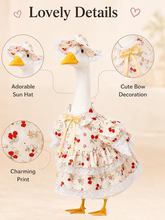 Porch Goose Outfits - 23" /17" Porch Goose Clothes for Lawn Yard (White-D)