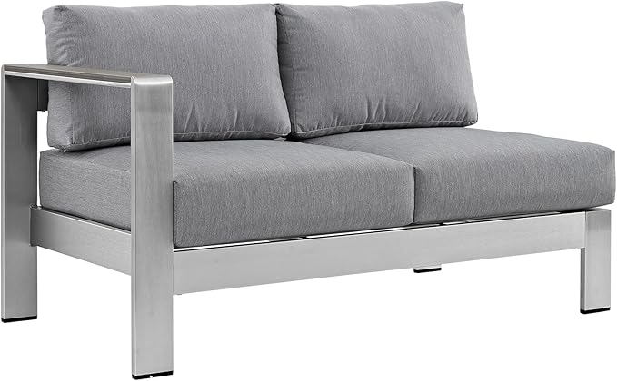 Modway Shore 6-Piece Aluminum Outdoor Patio Sectional Sofa Set in Silver Gray