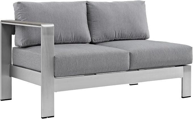 Modway Shore 6-Piece Aluminum Outdoor Patio Sectional Sofa Set in Silver Gray