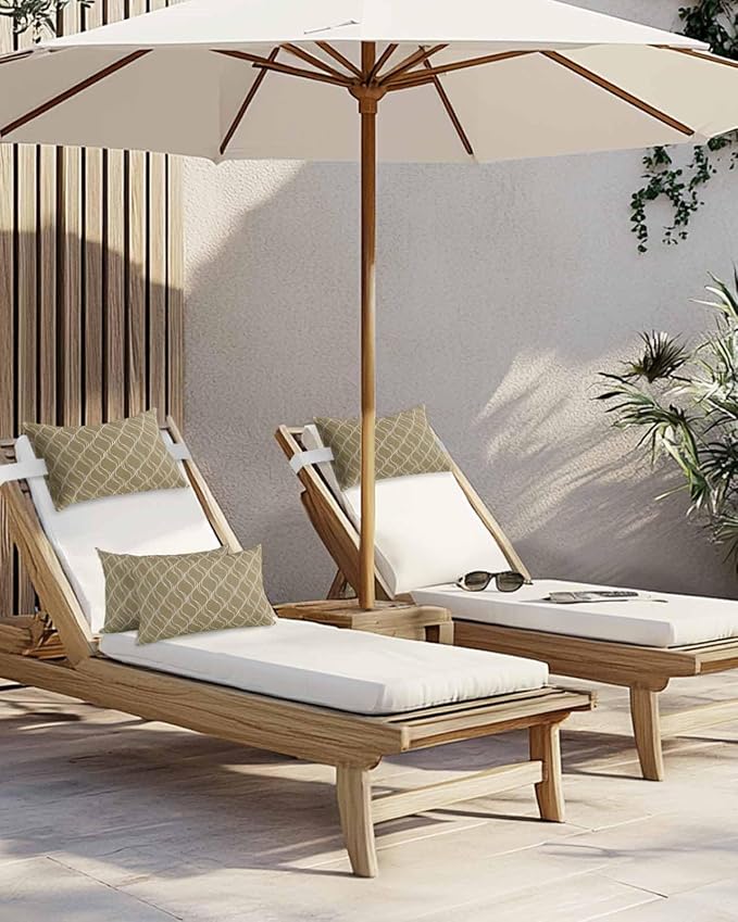 Pack of 2 Outdoor Lumbar Pillow Covers 12x20 Inch, Brown Stripes Waterproof Throw Pillow Covers Set, Simple Geometric Modern Monochrome Indoor&Outdoor Decorative Cushion Cases for Patio Porch Beach
