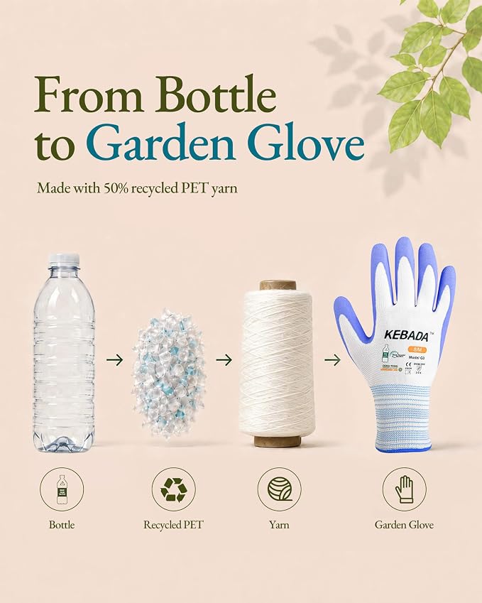 Kebada Gardening Gloves for Women, MicroFoam Latex Coated, Medium, 2 Pairs | Lilac & yellow, breathable garden gloves, high visibility, secure grip. Made with recycled PET for gardening and yard work