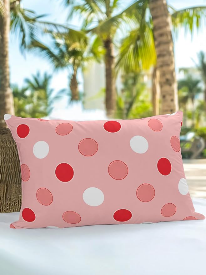 Waterproof Outdoor Pillow 1 Pack Red Polka Dots Decorative Throw Pillows Cover & Insert 20x12 Inch Lumbar Pillowcase Funny Circles Spots Pillows for Couch Sofa Bed Patio Furniture Indoor Outdoor