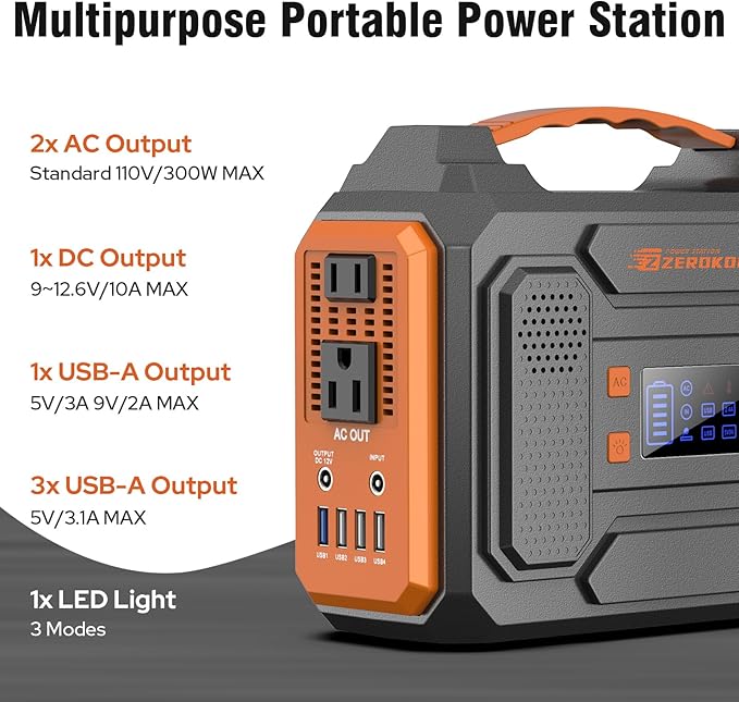 Portable Solar Power Generator with Panels, 300W 110V AC Outlet Power Station with Solar Panel 60W, 100W Power Bank USB C Fast Charging Battery Back for Camping Laptop Smart Devices RV Van Outdoors