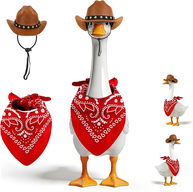 Wanocean Porch Goose Outfits,Yard Outfit Set,Porch Cement Goose Costume Fit 17"- 23" Geese for Outdoor Garden