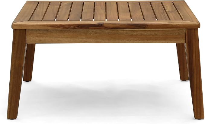 Christopher Knight Home Grena Outdoor Acacia Wood 5 Seater Sectional Conversation Set with Coffee Table, Teak and Beige