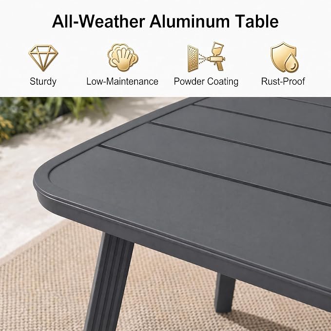 12-Pcs Aluminum Outdoor Dining Set, All-Weather Rattan Patio Furniture Set Include Two 51.2" Rectangular Tables & 10 PE Wicker Chairs with Waterproof Cushions for Backyard Deck Party & Holiday (Grey)