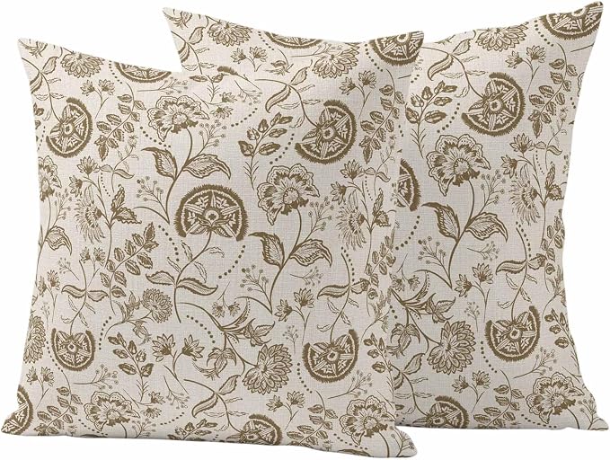 Outdoor Pillow Covers 26x26 Set of 2, Vintage Spring Floral Waterproof Patio Throw Pillow Covers for Couch Sofa Chair, Summer Botanical Farmhouse Decorative Pillowcases for Throw Pillows