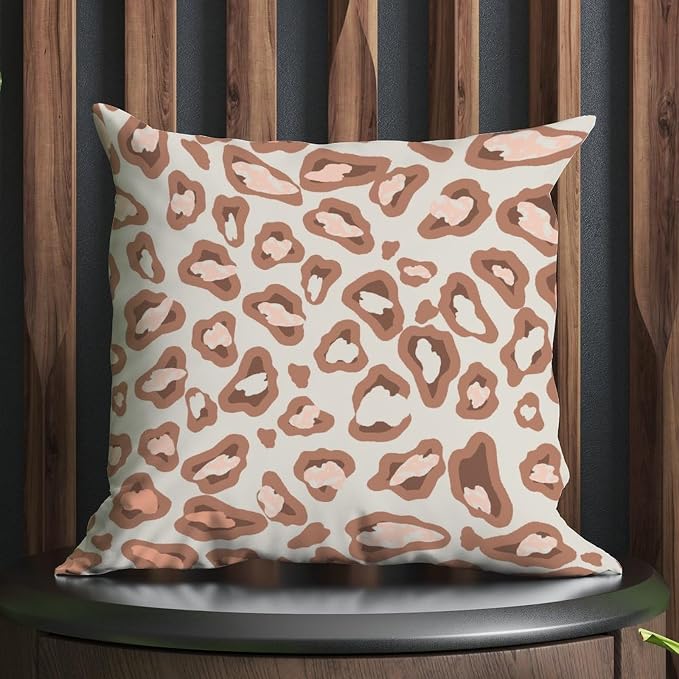 Pillow Cover Chinoiserie Cheetah Print Throw Pillow Covers Farmhouse Brown and Light Gray Pillow Cover Accent Decorative Cushion Covers Home Decor for Outside Couch Chair Patio 20x20 in