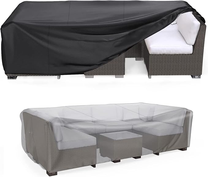 Patio Furniture Set Cover Waterproof, Mrrihand Outdoor Sectional Sofa Set Cover Heavy Duty 600D Table and Chair Set Cover 102" L× 74" W× 28" H