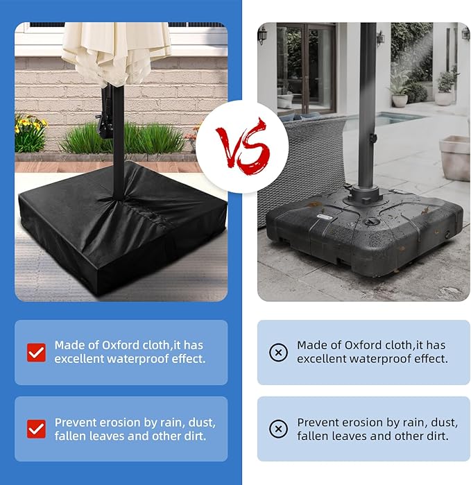 Patio Umbrella Base Cover 2 Pack Heavy Duty 600D Polyester Waterproof Outdoor Offset Umbrella Stand Base Covers 36"L x 36"W x 8.5"H UV-Resistant Anti-Fade Outdoor Umbrella Base Cover Square (Black)
