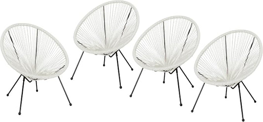 Christopher Knight Home Outdoor Hammock Weave Chair with Steel Frame (Set of 4) - White and Black Finish