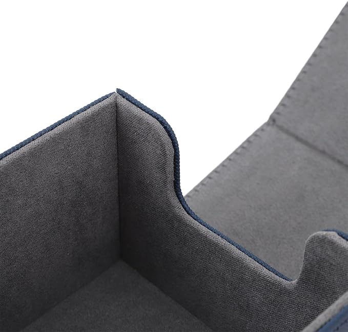 Zunate Card Deck Box with Magnetic Flap Lid, Large Capacity PU Leather Storage Box/Cover for Game Cards and Tarot Cards, Black, Holds Up to 100 (Blue)