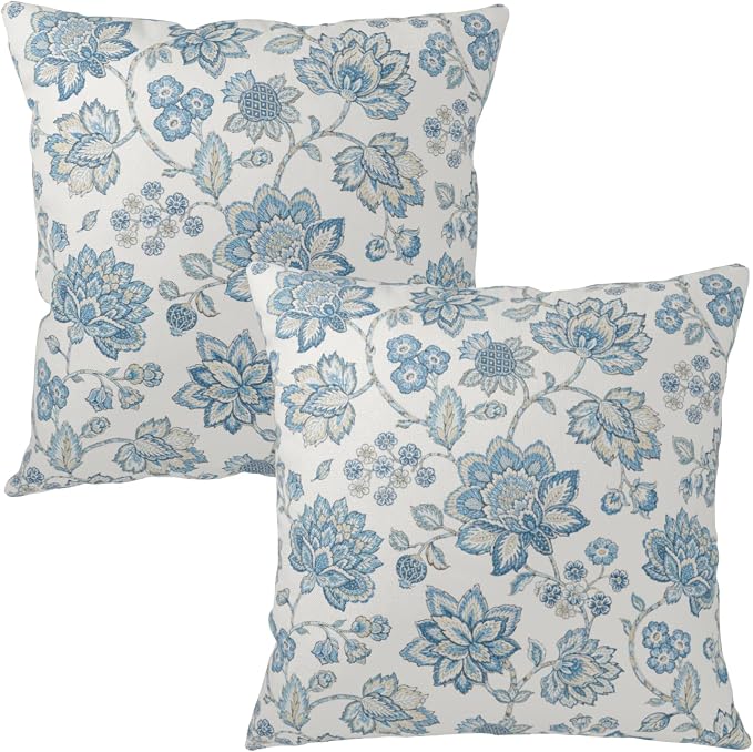Blue Chinoiserie Pillow Covers 24x24 Set of 2 Blue and White Porcelain Paisley Throw Pillow Covers Vintage Floral Pillowcase Neutral Cushion Case for Couch Sofa Indoor Outdoor