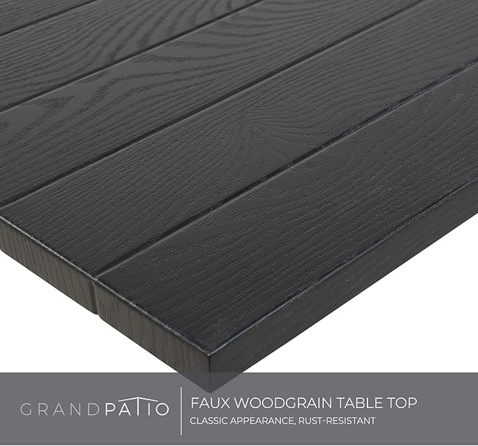 Grand patio 7-Piece Patio Dining Set for 6, Outdoor Dining Set with Swiviel Patio Chairs & 1 Rectangular Woodgrain Dining Table with Umbrella Hole, Mixed Coffee